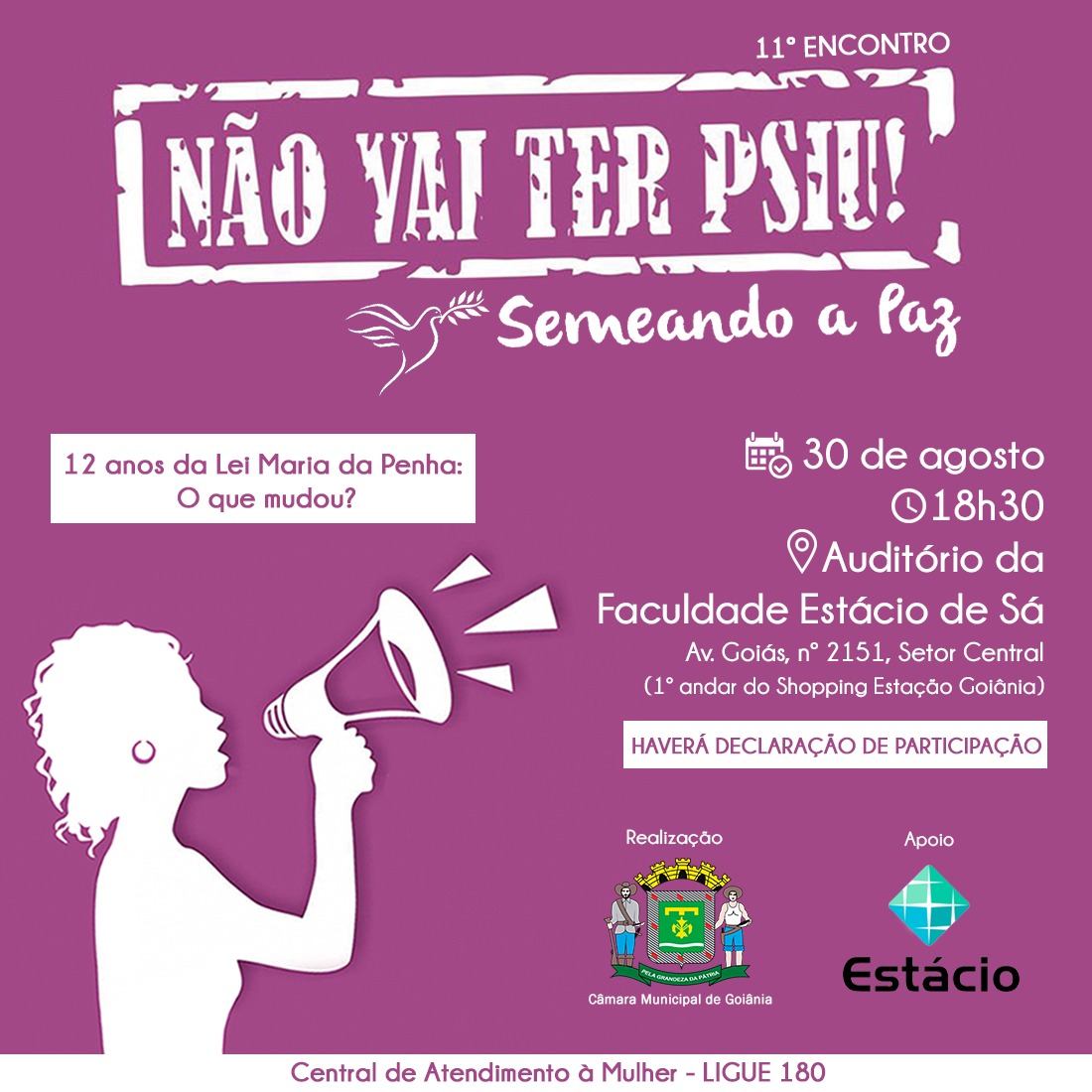 11º Encontro em Defesa e Valorização da Mulher vai debater os 12 anos da Lei Maria da Penha