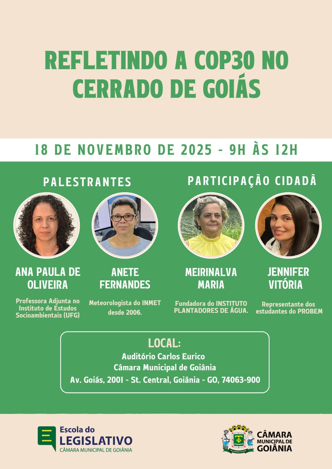 Câmara realiza GT de Políticas Públicas “Refletindo a COP30 no Cerrado de Goiás” nesta terça-feira (18)
