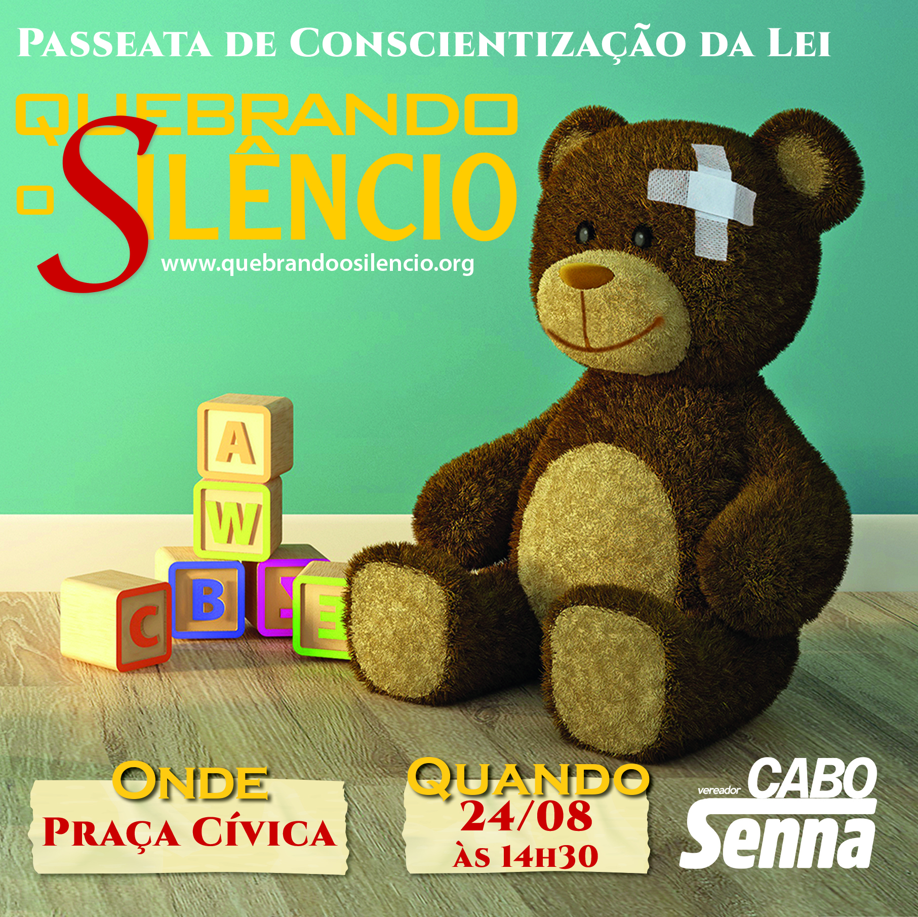 Senna convida para passeata contra violência infantil e da mulher