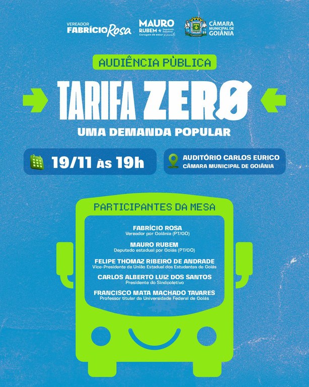 Audiência pública em Goiânia discute tarifa zero para transporte público com participação de autoridades e especialistas