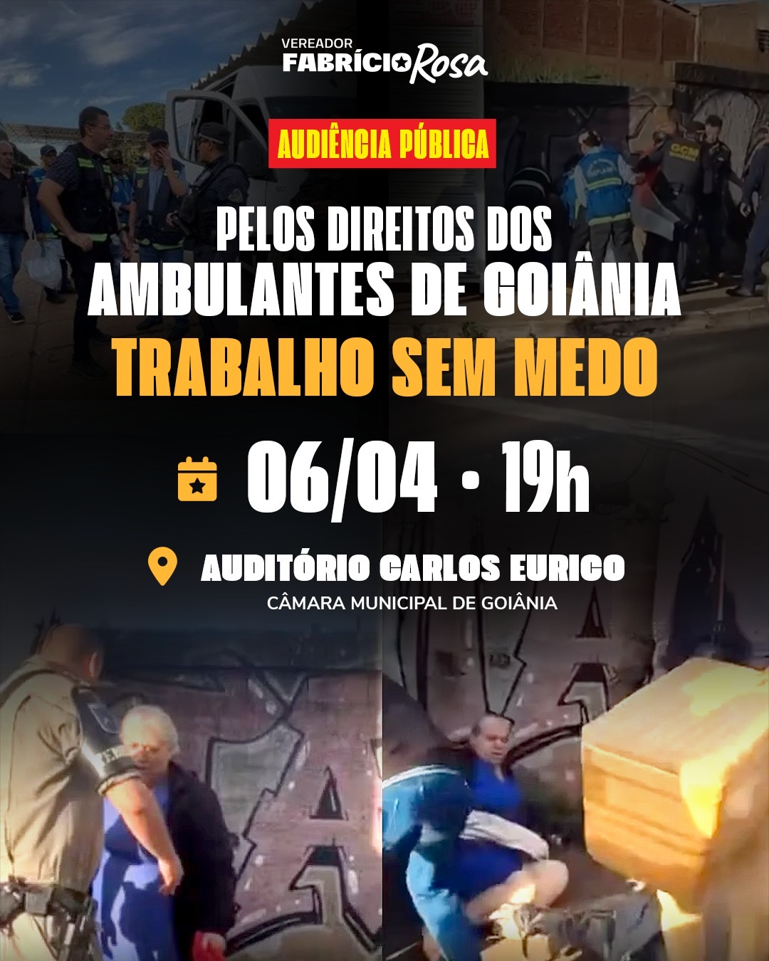 Fabrício Rosa realiza audiência pública para discutir direitos dos ambulantes de Goiânia nesta segunda-feira (6/4)