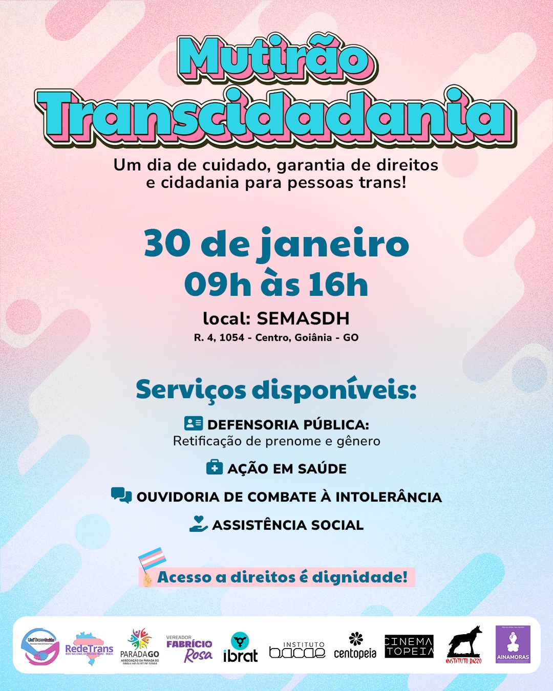 Mutirão de serviços e sarau cultural marcam Semana da Visibilidade Trans em Goiânia