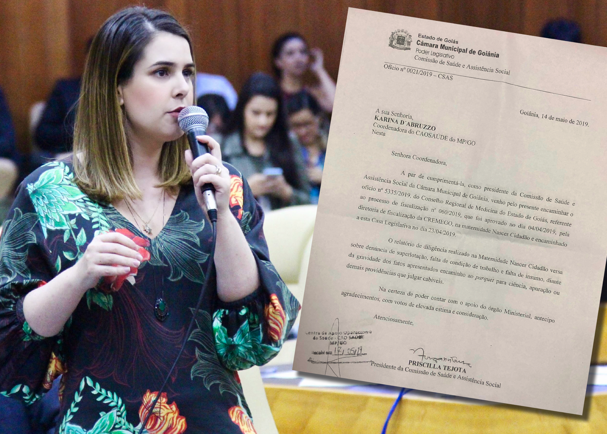 Priscilla Tejota encaminha ao MP denuncia de precariedade na Maternidade Nascer Cidadão
