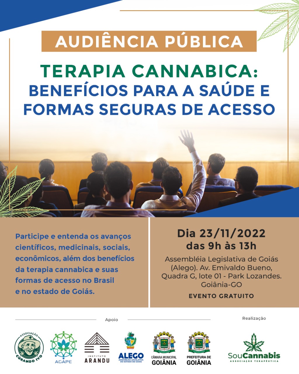 Uso medicinal da cannabis será tema de audiência pública na Assembleia Legislativa de Goiás